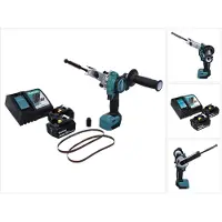 Makita Slijpmachine + polijstmachine, DBS 180 RT Accu bandvijl 18 V 9 x 533 mm Borstelloos + 2x accu 5.0 Ah + lader (Bandschuurmachine)