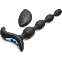 XR Brands Vibrerende en E-Stim Siliconen Anaal Kralen met Afstandsbediening black