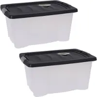 Bathroom Solutions 4x Stuks Opbergdozen/organizers met deksel - kunststof - 13 Liter - Opbergbox