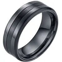 LGT JWLS Zwarte stalen heren ring Mat Glans 8mm-21mm