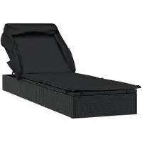 vidaXL Ligbed met inklapbaar dak 213x63x97 cm poly rattan zwart