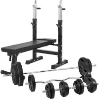 Gorilla Sports Verstelbare Halterbank Met 100 kg Halterset Gripper Kunststof