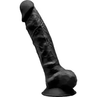 Silexd - Dual Density siliconen Zwart dildo met balzak - 23 cm