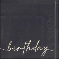 Ginger Ray - Servetten - champagne noir Happy Birthday