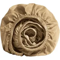 Yumeko Hoeslaken Katoen Satijn 90x210 Beige - Eco, Bio & Fairtrade