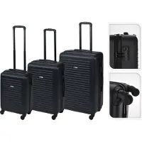 Excellent Kofferset 3-delig INCL Cijferslot - 52cm, 63cm en 72 cm - Zwart - 360 Graden wielen