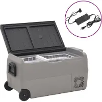 vidaXL Koelbox met wielen en handvat 60 L polypropeen zwart en grijs