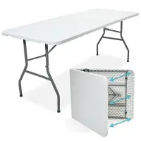 LifeGoods Inklapbare Tafel - 70x180cm - Verstelbare en stevige Klaptafel - Weerbestendig - Vouwtafel voor Buiten - Wit
