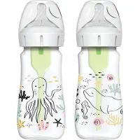 Dr. Brown's Options+ Anti-Colic Babyfles - Brede halsfles - 270ml - Oceaan - 2 stuks