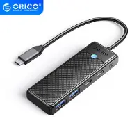 ORICO USB-C hub | 2x USB-A, 1x USB-C en 1x USB-C PD 100W | USB3.0 5 Gbps | zwart | 0,15 meter