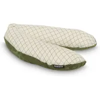 Snoozzz Voedingskussen Premium Kwaliteit - 185 cm – Microparel Vulling – Luxe Draagtas – Wasbare Hoes - Teddy Groen Ruit