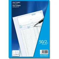 Aurora Factuur Blok/Boek A4 zelf kopierend doorschrijfpapier, 50x2 vel, pak van 5