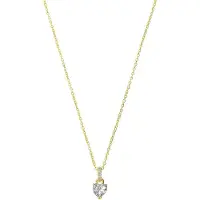 Lucardi Dames Zilveren goldplated ketting met hanger hart zirkonia - Ketting - 925 Zilver - Goudkleurig - 45 cm