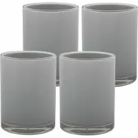 MSV Badkamer drinkbeker/tandenborstelhouder Aveiro - 4x - PS kunststof - lichtgrijs - 7 x 9 cm