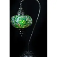 Halay Hangemaakte Turkse lamp Oosterse boogmodel 45 met groene mozaïek galzen bol