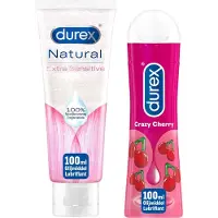 Durex - 2 Glijmiddelen Waterbasis - Crazy Cherry 100ML - Natural Extra Sensitive Glijmiddel 100ML