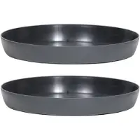 Prosperplast Opvangschaal/onderschaal voor bloempot/plantenpot - 6x - antraciet - rond - Dia 16 cm