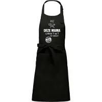 Kariban Cadeauschort - tekstschort - Keukenschort - BBQ schort - verjaardag - moederdag - het smaakt het lekkerst bij deze Mama - zwart