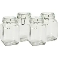 Vivalto Voorraadpot/bewaarpot - 4x - Caja - 1.2L - glas - beugelsluiting - D11 x H17 cm