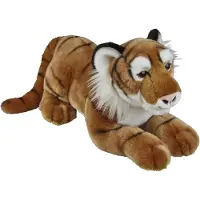 Ravensden Pluche dierenknuffel - Bruine tijger knuffel - 50 cm - wilde dierenknuffel - groot formaat