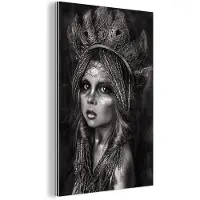 MuchoWow Wanddecoratie Metaal - Aluminium Schilderij Industrieel - Vrouw - Zwart - Wit - 100x150 cm - Dibond - Foto op aluminium - Industriële muurdecoratie - Voor de woonkamer/slaapkamer