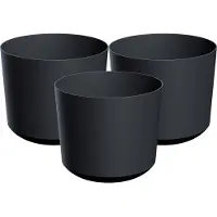 Prosperplast Plantenpot/bloempot Babylon - 3x - kunststof - buiten/binnen - antraciet grijs - D20 x H20 cm