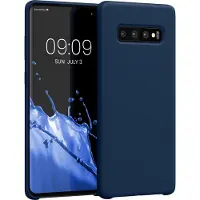 Kwmobile telefoonhoesje geschikt voor Samsung Galaxy S10 Plus / S10+ - Hoesje met siliconen coating - Smartphone case in marineblauw