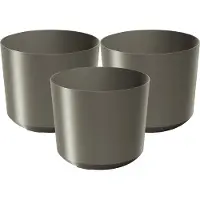 Prosperplast Plantenpot/bloempot Babylon - 3x - kunststof - buiten/binnen - titanium grijs - D18 x H18 cm