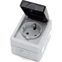 Aigostar Buitenstopcontact - Wandcontactdoos - Opbouw - Enkel Stopcontact - Randaarde - Waterdicht IP54 - Grijs
