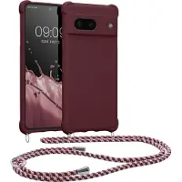 Kwmobile telefoonhoesjegeschikt voor Google Pixel 7 - Hoesje van siliconen met telefoonkoord - In bordeaux-violet