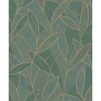Allure - Moderne Bladeren - Behang - Vliesbehang - Wanddecoratie - Groen - 0,53 x 10,05 M.