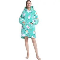 Badrock Hoodie deken - Alpaca fleece deken met mouwen en capuchon – fleece hoodie – fleece kleed met capuchon en mouwen – Draagbare deken - maat XS t/m XL – TV plaid met mouwen - 90 cm - mint