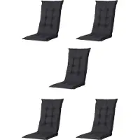 Madison - Tuinkussen - Universeel - Hoge Rug - 5 st. - Basic Black - 120x46cm - Zwart - Tuinstoelkussens - Standenstoel