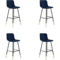 Bronx71 Velvet barkruk Mikky blauw 68 - 79 cm - Barkrukken set van 4 - barstoel