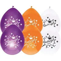 Haza Ballonnen geslaagd thema - 32x - oranje/wit/paars - latex - 27 cm - examenfeest versiering