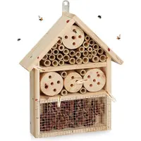 Unyqoos Insectenhotel bouwpakket, insectenhuis voor kevers, wilde bijen en gaasvliegen, zelf bouwen, 33 x 24,5 x 7 cm, naturel