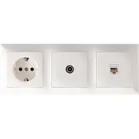 Aigostar UTP RJ45 Stopcontact - Coax Contactdoos - Wandcontactdoos - Inbouw - 1-voudig Stopcontact - 1-voudig UTP CAT5E - 1-voudig Coax - Randaarde - Incl. Afdekraam - Wit