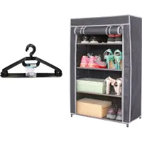Urban Living Mobiele kledingkast - met hoes - 60 x 30 x 90 cm - inclusief 10x st kledinghangers - opvouwbare garderobekast - Mobiel kledingrek