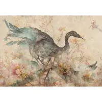 Consalnet Vliesbehang - Fotobehang - Vogel - Kunst - Abstract - Bloemen - 254x416 cm (Hoogte x Lengte)