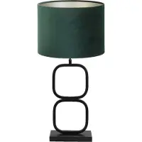 Light & Living Tafellamp Lutika/Velours - Zwart/DutchGreen - Ø30x67cm - Tafellamp met kap