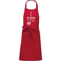 Kariban Cadeauschort - tekstschort - Keukenschort - BBQ schort - verjaardag - vaderdag - het smaakt het lekkerst bij deze Buurman - rood