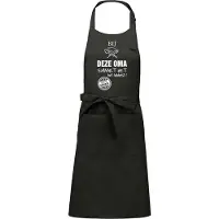 Kariban Cadeauschort - tekstschort - Keukenschort - BBQ schort - verjaardag - moederdag - het smaakt het lekkerst bij deze Oma - chique grijs
