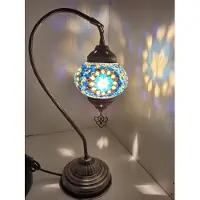 HANDMADE Handgemaakte Turkse tafellamp boogmodel blauw - Turkse tafellamp - Handgemaakte Oosterse tafellamp boogmodel blauw