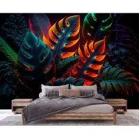 Consalnet Vliesbehang - Fotobehang - Planten - Tropisch - Bloemen - Bladeren - Behang - 104x152 cm (Hoogte x Lengte)
