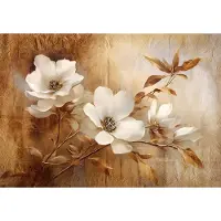 Consalnet Vliesbehang - Fotobehang - Bloemen - Retro Vintage - Kunst - Abstract - Bloem - Wit - 416 x 290 cm (Lengte x Hoogte)