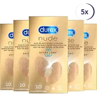 Durex Condooms Nude Extra Lube 10st - 5 Stuks - Voordeelverpakking