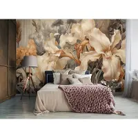 Consalnet Vliesbehang - Fotobehang - Bloemen - Natuur - Kunst - Bladeren - Beige - 146x208 cm (Hoogte x Lengte)