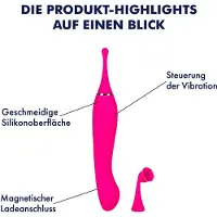 EIS , vibrator, deluxe G-spot vibrator, 24 cm, waterdicht, oplaadbaar, huidvriendelijke siliconen, aan beide zijden te gebruiken