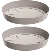 Prosperplast Opvangschaal/onderschaal voor bloempot/plantenpot - 8x - beige - rond - Dia 12,5 cm