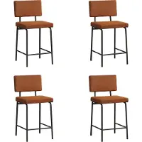 Bronx71 Industriële barkruk Espen cognac eco-leer 64-77 cm - Barkrukken set van 4 - barstoel